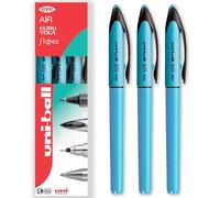 Uni-Ball AIR Micro - Penna a sfera fine 0,5 mm, inchiostro blu, fusto blu chiaro, confezione da 3