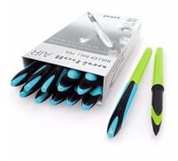 Uni-Ball Aria 0.5mm Penna a Sfera Verde Barile, Blu Cap Inchiostro Nero Pacco 12