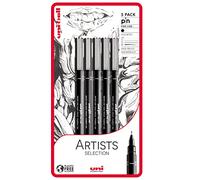 Uni-Ball Artists Selection, 5 penne fineliner unipin, nero