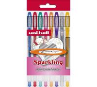 Uni Ball Astuccio da 8 Roller UM-120 sparkling. inchiostro gel effetto purpurina. colori assortiti.