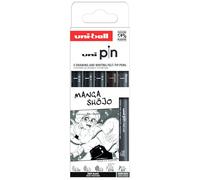 Uni-Ball Astuccio per pennarelli tecnici, punta calibrata da 0,03 a 0,5 mm, nero e grigio, 5 pezzi