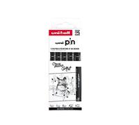 Uni-Ball Astuccio per pennarelli tecnici, punta calibrata da 0,1 a 0,7 mm, nero e grigio, 5 pezzi