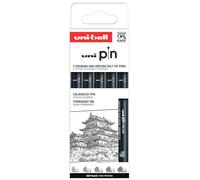 Uni-Ball Astuccio PIN da 5 pezzi di marcatori calibrati da 0,1 a 0,9 mm colore nero SET CLASSICO I