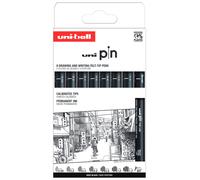 Uni-Ball Astuccio PIN da 8 pezzi di marcatori calibrati da 0,05 a 1,2 mm colore