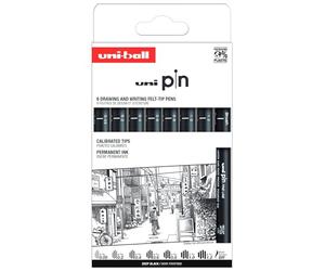 Uni-Ball Astuccio PIN da 8 pezzi di marcatori calibrati da 0,05 a 1,2 mm colore nero SET CLASSICO II