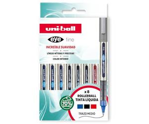 Uni-ball Astuccio Rollers inchiostro liquido UB-157 colori base 8 pz