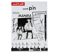uni-ball Manga Starter Set con 3 Fineliner, 5 punte a pennello, 1 matita meccanica, inchiostro resistente all'acqua e allo sbiadimento per schizzi, calligrafia, disegno tecnico