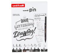 Uni Ball - Brush Pen Finer Liner per Lettering, Kit Disegno Tecnico e Bullet Journal con Pennarelli Indelebili Punta Fine Professionali e 1 Portamine - Set Calligrafia e Scrittura + QR Code Tutorial