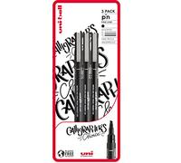 uni-ball Calligraphers Choice - Set di 3 penne da disegno, colore: Nero