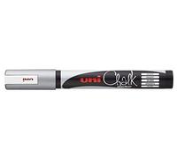 Uni-Ball Chalk PWE-5M-Pennarello a gesso (punta rotonda), argento, 2,5 mm (PWE-5M AR)