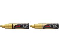 Uni-Ball Chalk PWE-8K-Pennarello con Punta a scalpello, Colore Oro, 8 mm, PWE-8K OR (Confezione da 2)