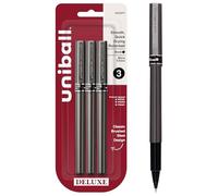 uni-ball Deluxe Micro Point Roller Ball Pens, Black, 3 (60029PP) by Uni-Ball
