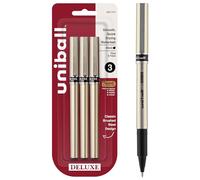 Uni-Ball Deluxe Roller Ball Pens, Fine Point, Black Ink, 3 Count by Uni-ball