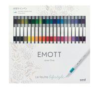 Uni-Ball Emott Uni Mitsubishi Pencil - Astuccio 40 pennarelli Emott, per scrivere, disegnare, tracciare in stile, punta sottile da 0,4 mm, 40 colori