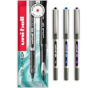 uni-ball EYE UB-157 - Penna roller con pennino da 0,7 mm, confezione da 3 pezzi, colore: nero, blu e viola