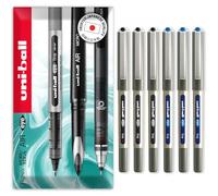 uni-ball EYE UB-157E - Penna roller, punta 0,7 mm, in confezione regalo (6 pezzi, nero e blu)