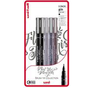 Uni-Ball Flow and Flourish, penna fineliner uni-PIN da disegno, 5 pezzi, nero