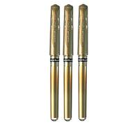 Uni Ball Gold Signo Pen - Penna a sfera con inchiostro gel metallizzato, punta da 1 mm, spessore tratto 0,65 mm, con impugnatura in gomma, UM-153, confezione da 3