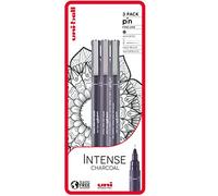 uni-ball Intense Charcoal, 3 penne fineliner unipin, grigio scuro