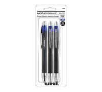 uni-ball Jetstream RT Retractable Ballpoint Pens, Bold Point, 1.0 mm, Black Barrel, Blue Ink, Pack of 3