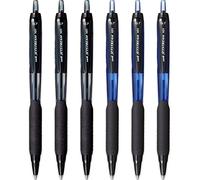 uni-ball Jetstream SXN-101-7N - Penna roller retrattile, punta da 0,7 mm, inchiostro nero e blu, confezione da 6