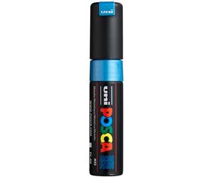 Uni-Ball M PC8K B Marcatore Uni Posca a Tempera, a Scalpello, 8 mm, Blu Metalico