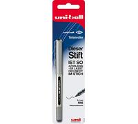 Uni-Ball - Penna a sfera Eye UB-157 Fine 0,4 mm, nera | Inchiostro a prova di documento con flusso costante e clip metallica