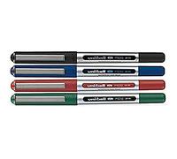 UNI-BALL - Penna EYE MICRO UB-150 (Confezione assortita da 4: 1 nera, 1 blu, 1 rossa e 1 verde)