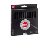 Uni Ball - Pennarelli Indelebili Punta Fine Fineliner Uni PIN, Set 14 Penne Nere Micro Liner Punte Assortite, Pennarelli Professionali da Disegno Tecnico/Grafico, Bullet Journal, Lettering e Sketching