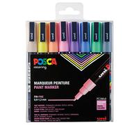 POSCA Mitsubishi Pencil - 8 pennarelli PC3M, punta conica, punta fine, pennarelli a base d'acqua, tutti i supporti, per carta, tessuto, vetro, ciottoli, legno, colori pastello