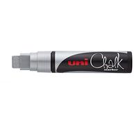 uni-ball - Pennarelli per vetri e a Gesso Uni Chalk PWE-17K Argento | Pennarello con punta a cuneo da 15 mm per finestre, lavagne e specchi