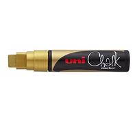 uni-ball - Pennarelli per vetri e a gesso UNI CHALK PWE-17K oro | Pennarello con punta a cuneo da 15 mm per finestre, lavagne e specchi