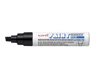 Uni-Ball - Pennarello a vernice Uni Paint PX-30 con punta a cuneo, nero | Punta a cuneo da 4-8,5 mm per grandi superfici, resistente all’acqua e alla luce