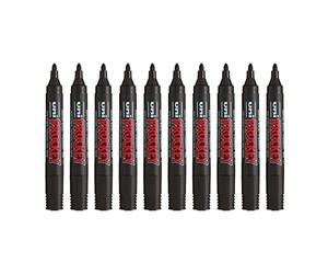 uni-ball - Pennarello permanente Inodore, tinta unita Prockey PM122, multisupporto, multifunzione, base acqua, senza odore, punta conica media, 1,2-1,8 mm, colore: nero, confezione da 10