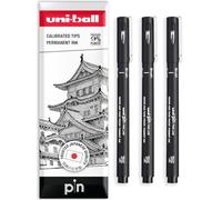 uni-ball PIN Fineliners | Penne nere con punta fine | Inchiostro resistente all'acqua e allo sbiadimento | Ideale per schizzi, scrapbooking, contorni, arte, disegno tecnico, in confezione regalo