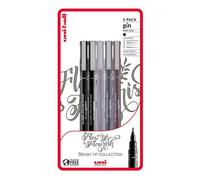 Uni-Ball Pin Flusso & Fiorire Artisti Fine Pennello Punta Disegno Penna Set Di 5