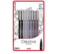 Uni-Ball Pin Creativo Strokes Artisti Fine Dettagli Disegno Penne Set Di 8