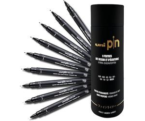 uni-ball Pin, pennarelli neri con punta in feltro, inchiostro resistente all'acqua e allo sbiadimento, ideali per architetti, schizzi, scrapbooking, contorni, diari, arte, disegno tecnico, qualità