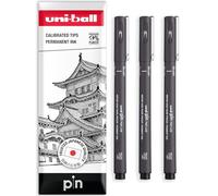 uni-ball Pin, penne a punta fine, inchiostro resistente all'acqua e allo sbiadimento, ideali per schizzi, scrapbooking, contorni, arte, disegno tecnico, in confezione regalo (grigio scuro, pennello,