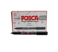 Uni-ball Posca PC-1MR - Pennarello a punta ultra fine, confezione da 12, colore: Nero