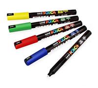 Uni-Ball Posca PC-1MR, Set di 5 pennarelli a vernice dai colori base, con punta da 0,7 mm