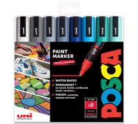 Uni-Ball Posca PC-5M Marcatore a Vernice Arte Penne - Freddo Tonalità Set - 8 IN