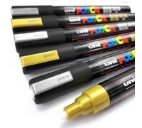 Uni-ball Posca Pittura Pennarello Arte Penna PC-5M Oro e Argento Portafoglio D 6