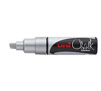 uni-ball PWE-8K-Pennarello a Gesso, Punta a scalpello, Colore Argento, 8 mm, PWE8KAR
