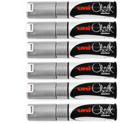 Uni-Ball PWE-8K Pennarello Di Gesso A Nib Chisel 8.0mm Argento Confezione Da 6