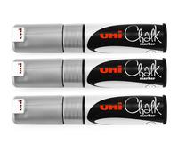Uni-Ball PWE-8K Pennarello Gessetto Punta Chisel 8.0mm Argento Confezione Da 3
