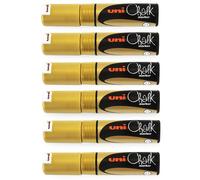 Uni-Ball PWE-8K Pennarello Gessetto Punta Chisel 8.0mm Oro Confezione Da 6