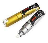 Uni-Ball PWE-8K Pennarello Di Gesso A Nib Chisel 8.0mm Argento Confezione Da 6