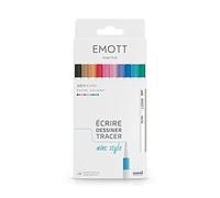 Emott Uni Ball set di 10 pennarelli Uni Mitsubishi con punta da 04 mm per scrittura disegno tratteggio viola verde corallo grigio rosa caramella salmone rosa chiaro beige azzurro cielo