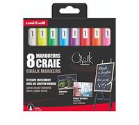 Uni-Ball - Set di pennarelli per vetri e a gesso PWE-5M, 8 pennarelli | Pennarello con punta arrotondata da 1,8-2,5 mm per finestre, lavagne e specchi